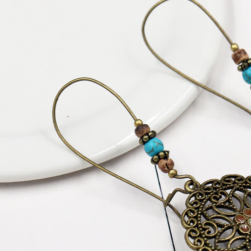 Nimara Ritual Round Flower Design Luck Dangle Drop Earrings