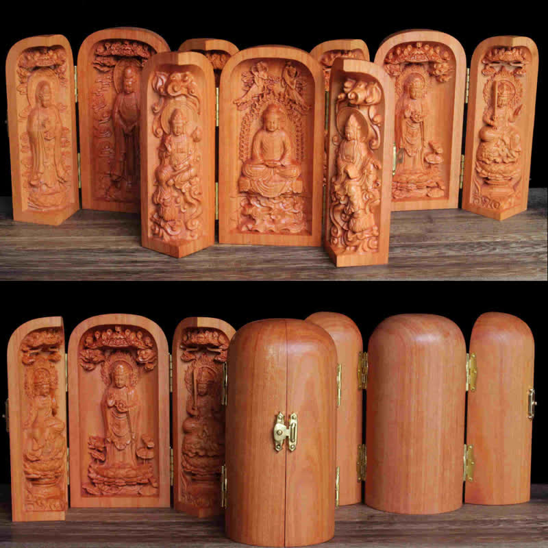 Nimara Ritual Avalokitesvara Kwan Yin Buddha Cherry Wood Compassion Home Decoration Altar