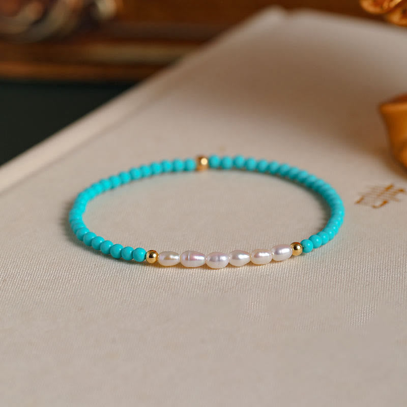 Nimara Ritual Turquoise Red Agate Pearl Small Beaded Protection Bracelet
