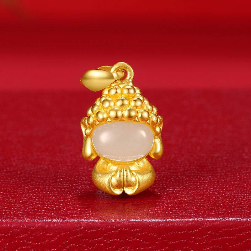 Nimara Ritual White Jade Buddha Success Pendant Necklace