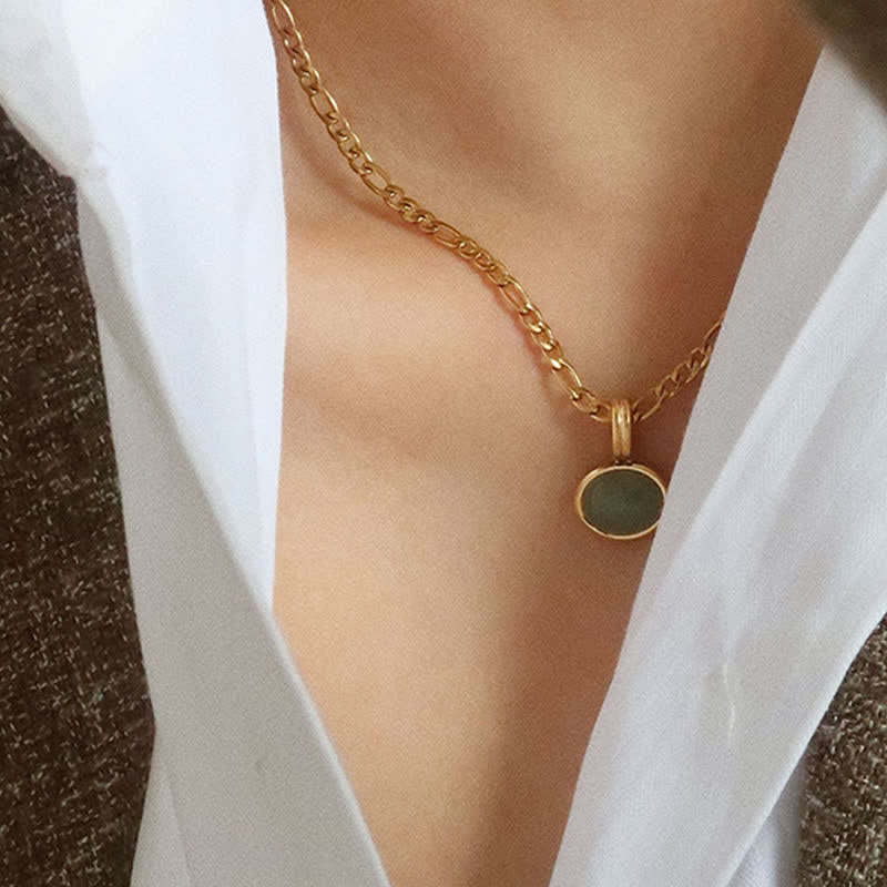 Nimara Ritual Oval Turquoise Strength Titanium Steel Necklace Pendant