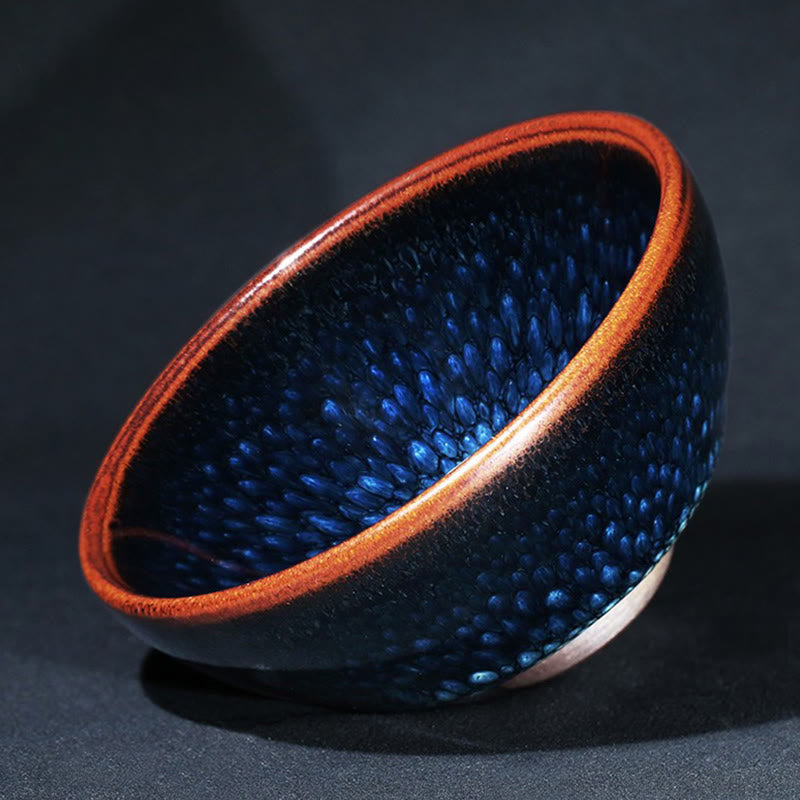 Nimara Ritual Handmade Blue Francolinus Spot Chinese Jianzhan Ceramic Teacup Kung Fu Tea Cup Bowl