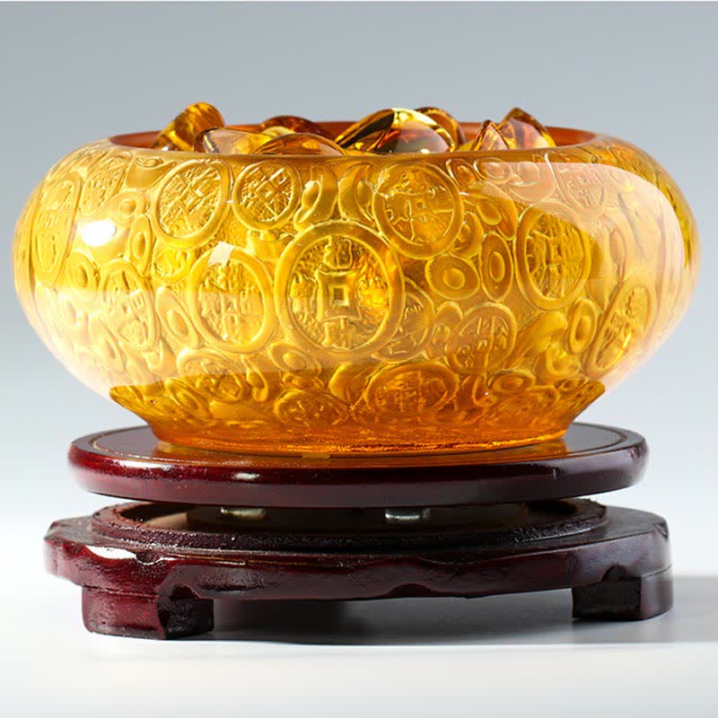 Nimara Ritual Handmade Liuli Crystal Treasure Bowl Ingots Art Piece Home Decoration
