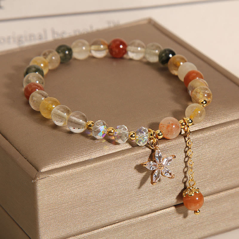 Nimara Ritual Multicolored Rutilated Quartz Auspiciousness Zircon Flower Bracelet