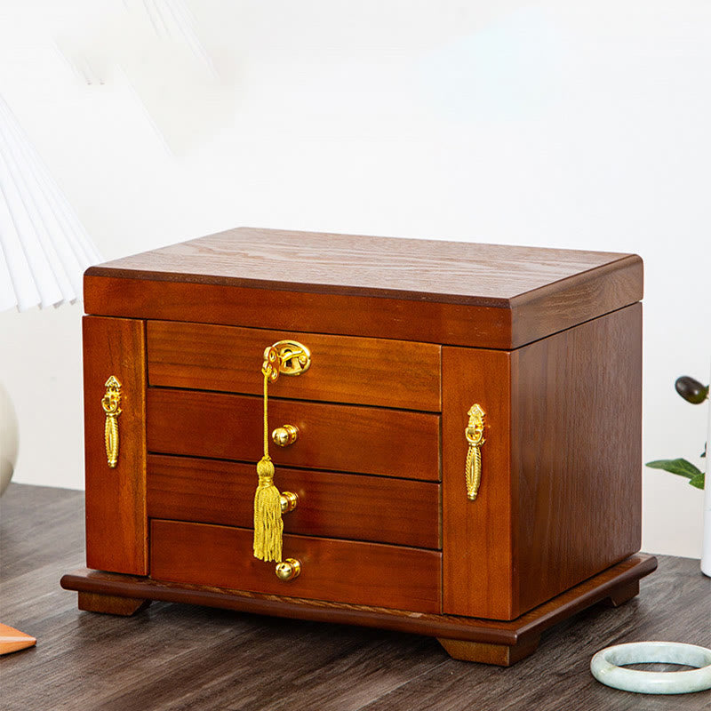 Nimara Ritual Vintage Large Capacity Wooden Jewelry Box Jewelry Storage Box With Mirror
