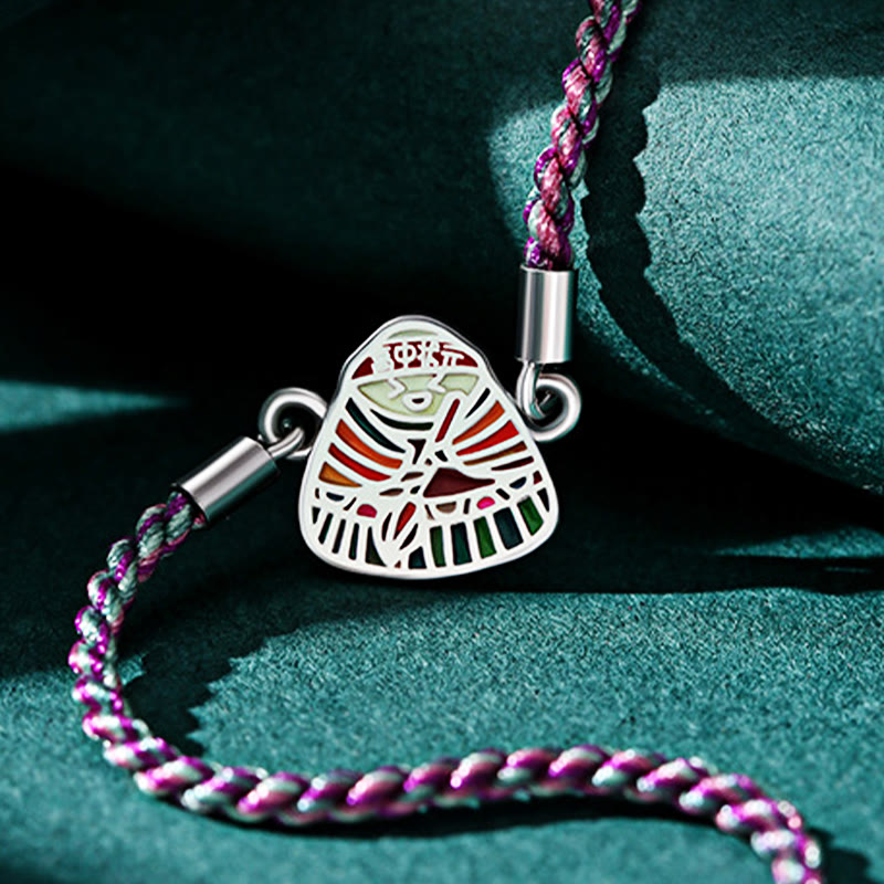 Nimara Ritual 925 Sterling Silver Zongzi Pattern Luck Multicolored Handcrafted Bracelet