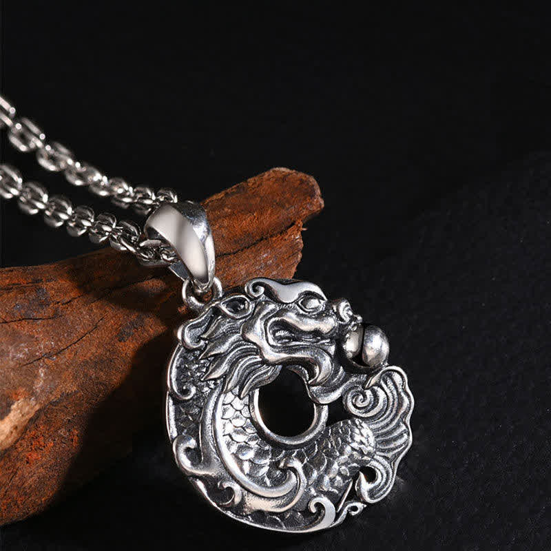 Nimara Ritual Koi Fish Dragon Peace Buckle Wealth Necklace Pendant