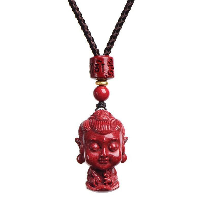 Nimara Ritual Chinese Zodiac Natal Buddha Natural Cinnabar Amulet Keep Away Evil Spirits Necklace Pendant