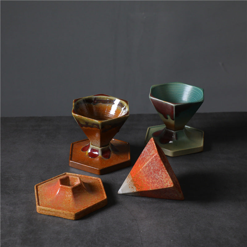 Nimara Ritual Hexagon Design Ceramic Tea Coffee Mug Coffee Cup With Base 170ml