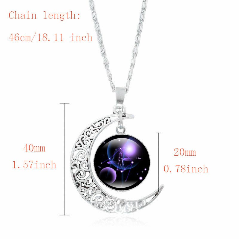 Nimara Ritual 12 Constellations of the Zodiac Moon Protection Necklace Chain Pendant