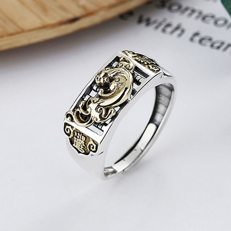 Nimara Ritual 925 Sterling Silver PiXiu Luck Wealth Adjustable Ring