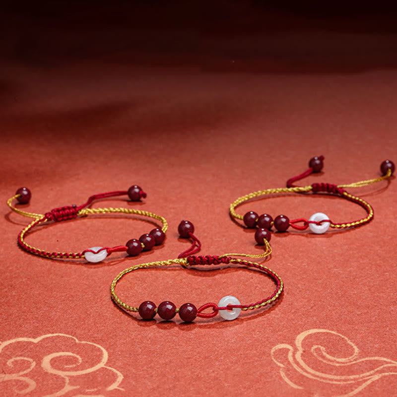 Nimara Ritual Natural Cinnabar Jade Peace Buckle Blessing Bracelet