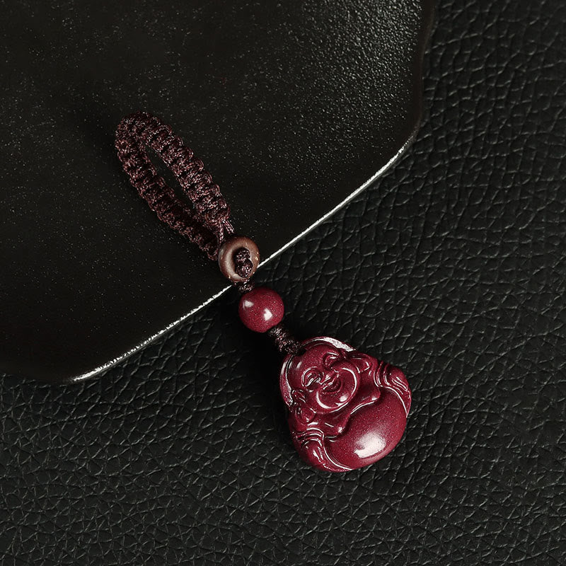 Nimara Ritual Laughing Buddha Cinnabar Blessing Necklace Pendant Phone Hanging Decoration Key Chain