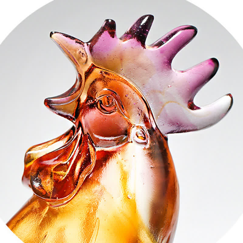 Nimara Ritual Handmade Liuli Crystal Rooster Art Piece Home Decoration