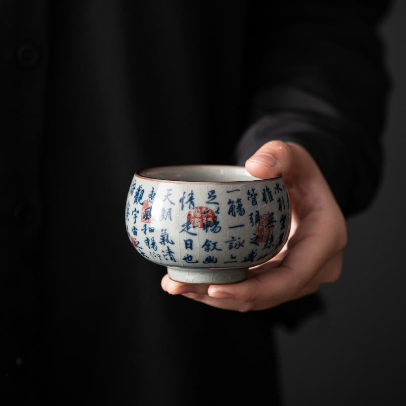 Nimara Ritual Mountain Landscape Lotus Orchid Pavilion Gathering Ceramic Teacup Kung Fu Tea Cup