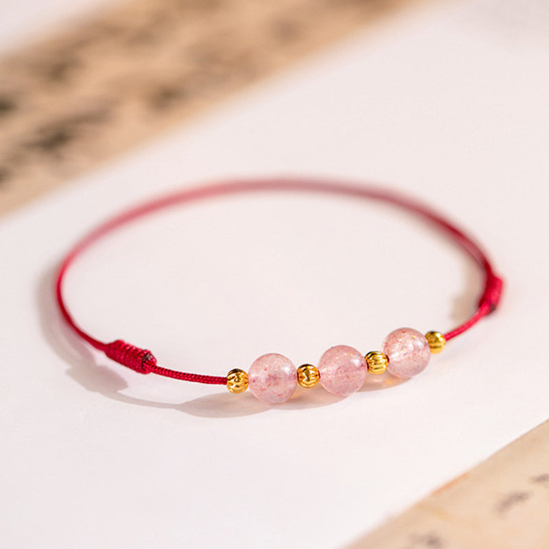 Nimara Ritual Strawberry Crystal Beads Luck Red String Anklet