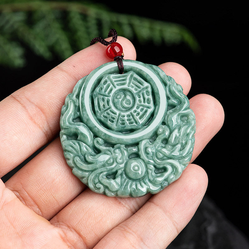 Nimara Ritual Dragon Jade Yin Yang Balance Necklace String Pendant