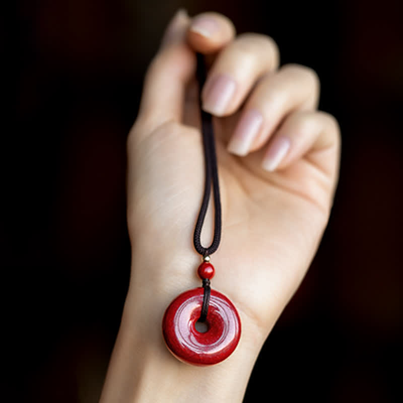 Nimara Ritual Cinnabar Peace Buckle Calm Blessing Necklace Pendant