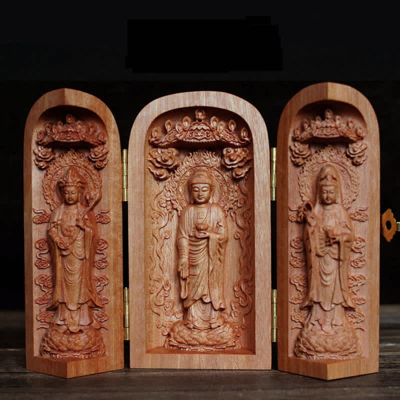 Nimara Ritual Avalokitesvara Kwan Yin Buddha Cherry Wood Compassion Home Decoration Altar