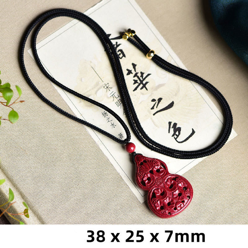 Nimara Ritual Laughing Buddha Yin Yang Chinese Zodiac Gourd Natural Cinnabar Blessing Necklace Pendant