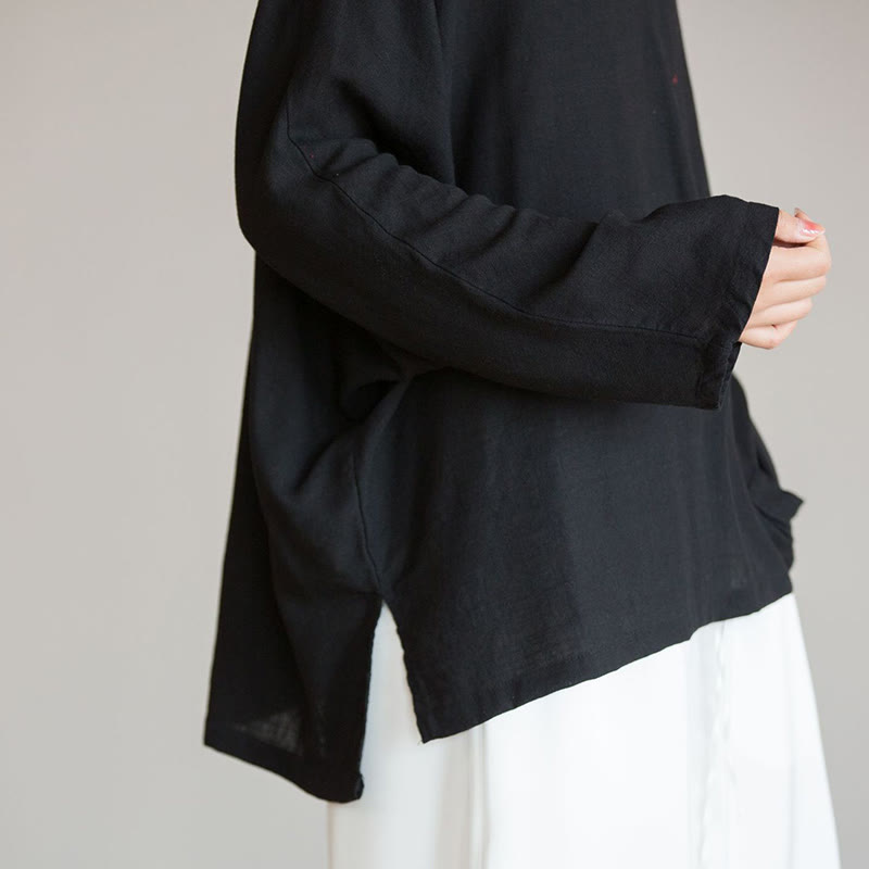 Nimara Ritual V-Neck Blouse Women Shirt Long Sleeve Top Chinese Hanfu Style Clothing