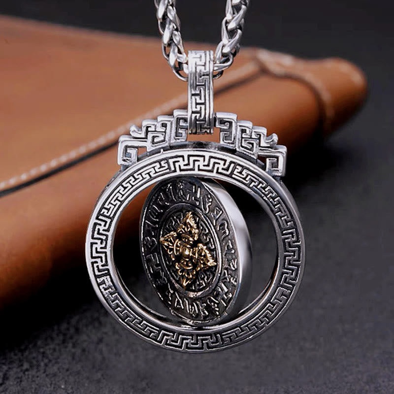 Nimara Ritual Tibetan Om Mani Padme Hum Double Dorje Vajra Rotatable Purity Peace Necklace Pendant