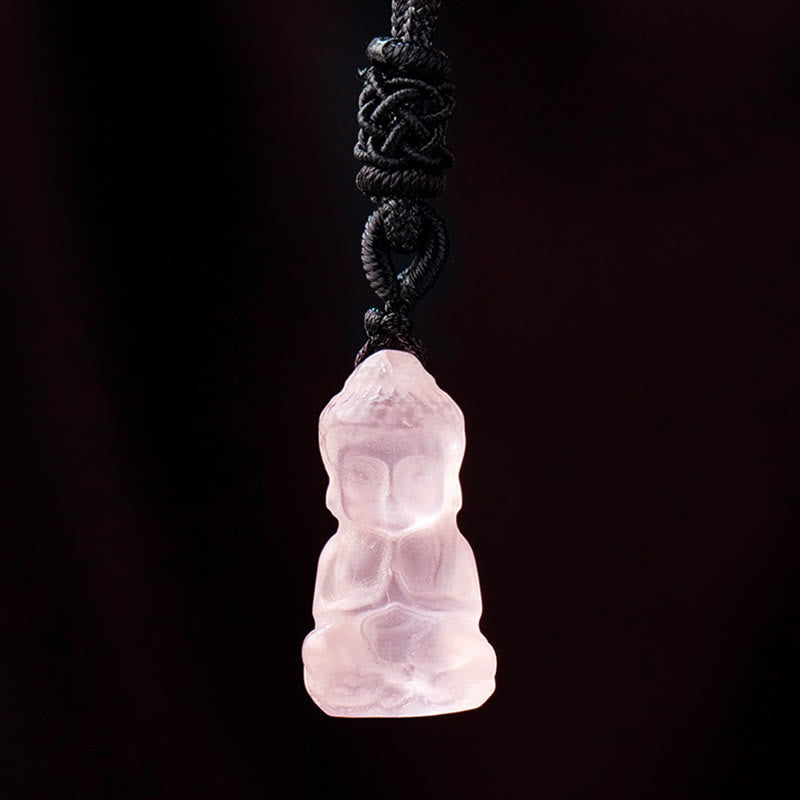 Nimara Ritual Various Crystal Amethyst Pink Crystal White Crystal Citrine Buddha Carved Spiritual Healing Necklace Pendant Decoration