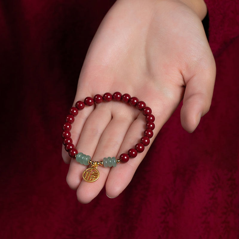 Nimara Ritual Cinnabar Green Aventurine Luck Blessing Bracelet