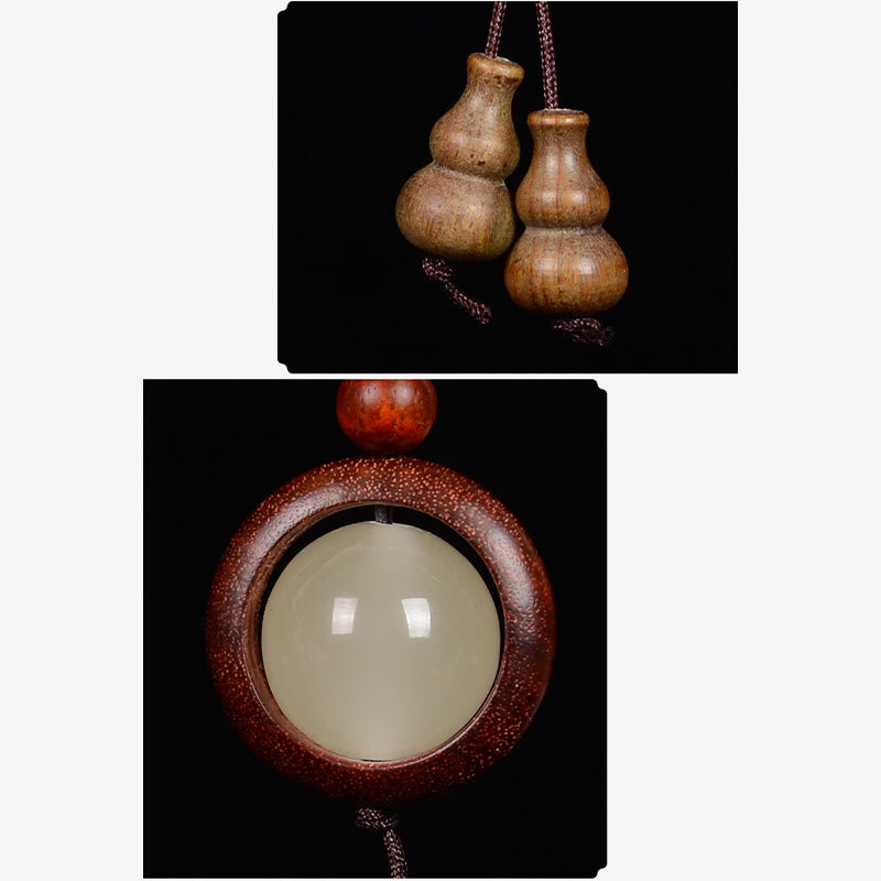 Nimara Ritual Red Sandalwood Ebony Wood Green Sandalwood Luminous Lucky Bead Gourd Peace Key Chain