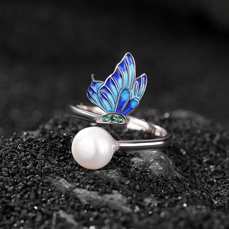 Nimara Ritual 925 Sterling Silver Pearl Butterfly Healing Necklace Pendant Earrings Ring