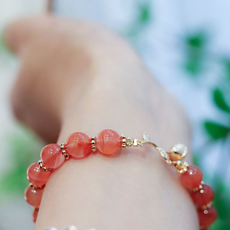 Nimara Ritual Natural Red Agate Rose Confidence Calm Chain Bracelet