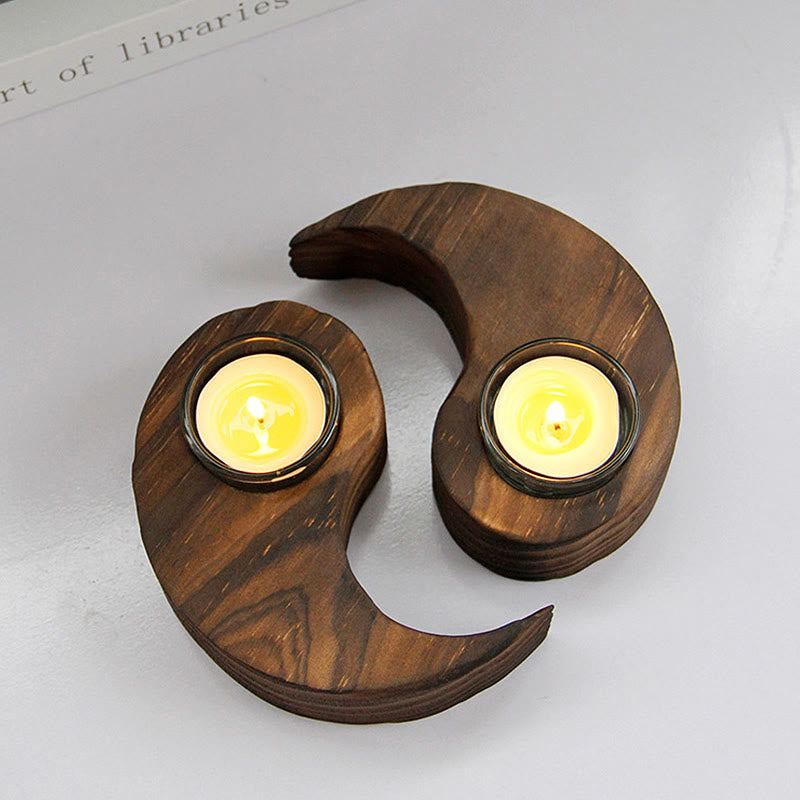 Nimara Ritual Yin Yang Wood Candle Holder Meditation Rituals Use Items