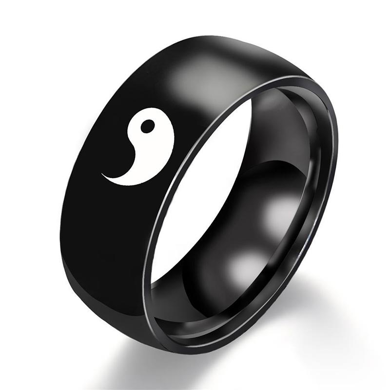 Nimara Ritual Yin Yang Balance Titanium Steel Couple Ring
