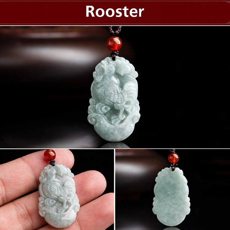 Nimara Ritual Natural Jade 12 Chinese Zodiac Sucess Pendant Necklace