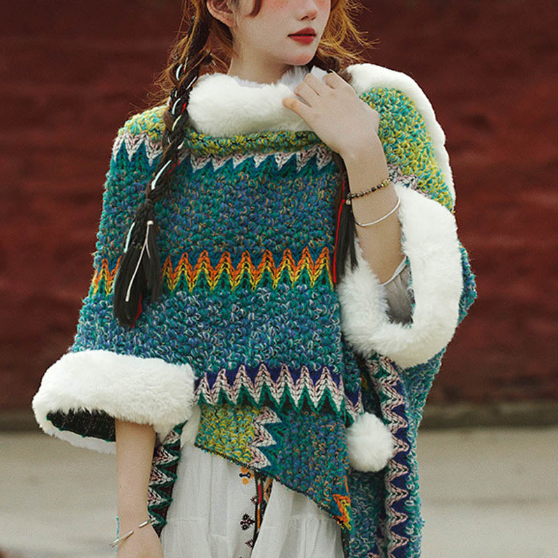 Nimara Ritual Tibetan Multicolored Striped Shawl Winter Cozy Travel Scarf Wrap