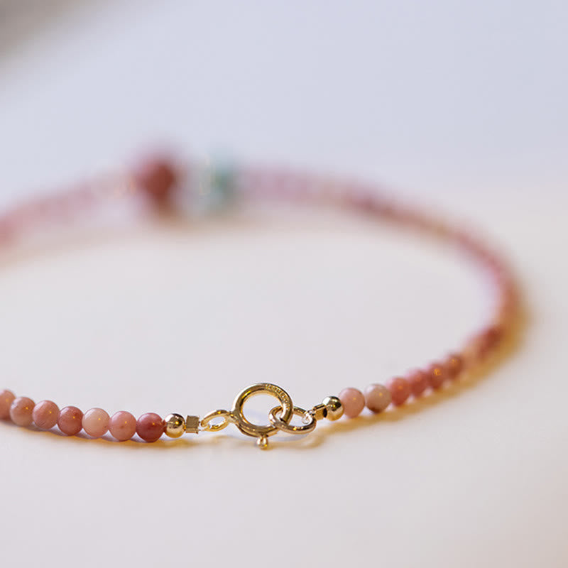 Nimara Ritual 14K Gold Plated Natural Rhodonite Loving Energy Chain Bracelet