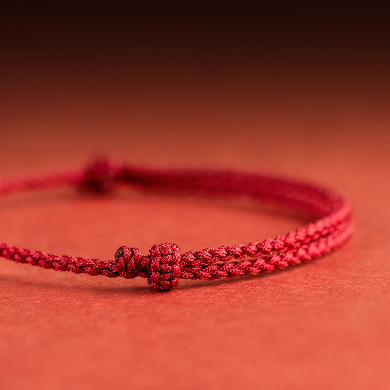 Nimara Ritual 925 Sterling Silver Good Fortune Fu Character Agate Pearl Red String Braid Bracelet
