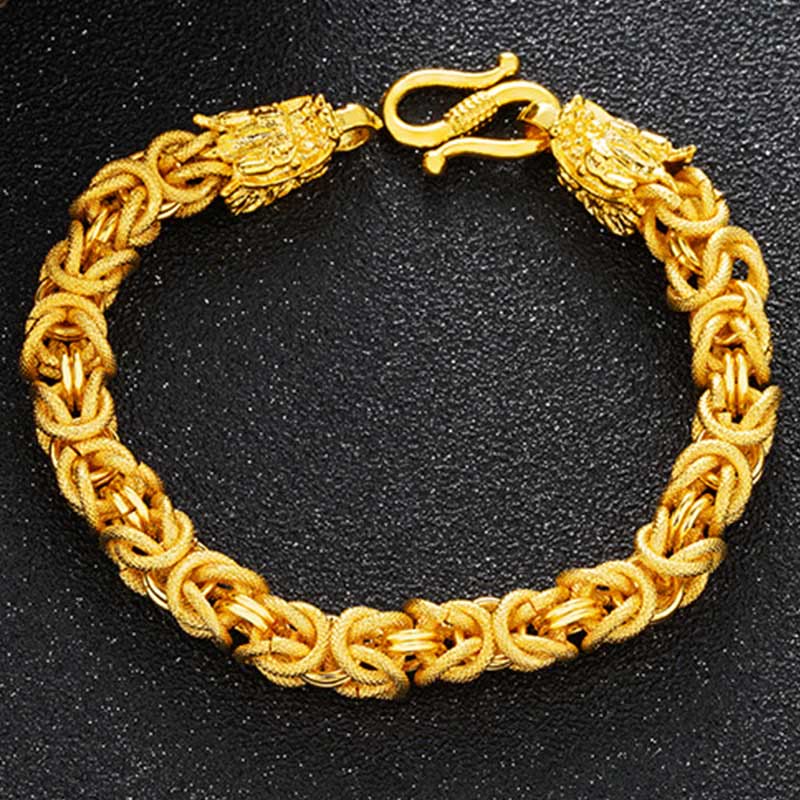 Nimara Ritual 24k Gold Plated Double Headed Dragon Protection Bracelet