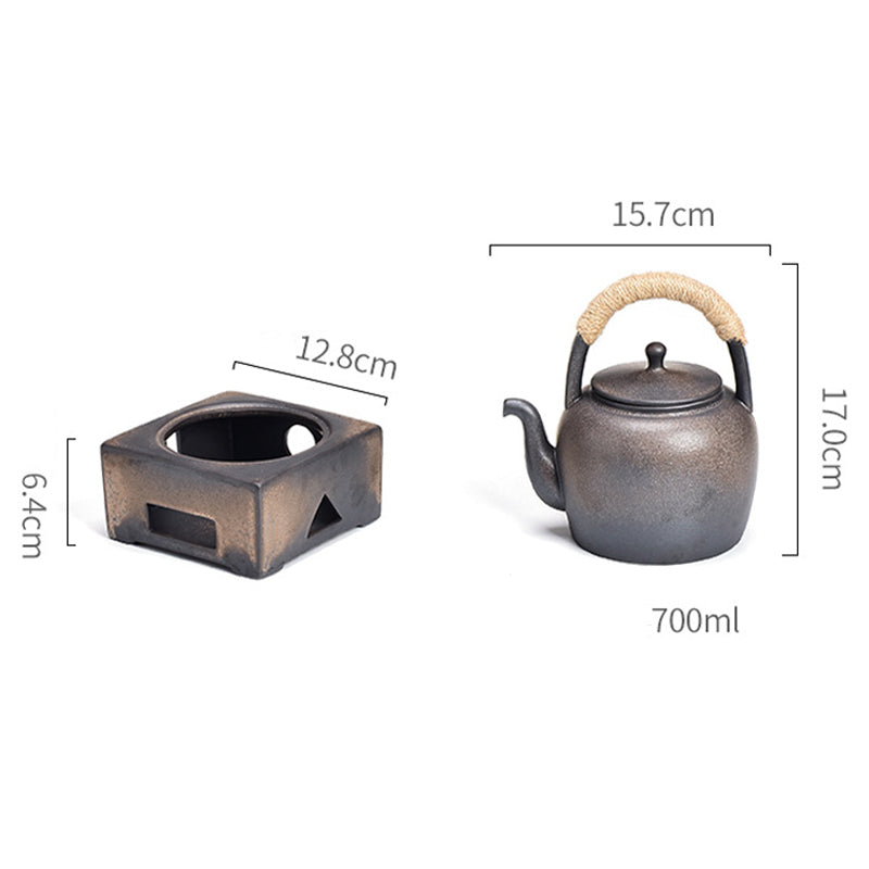 Nimara Ritual Retro Brown Chinese Gongfu Tea Ceramic Kung Fu Teapot 700ml With Base