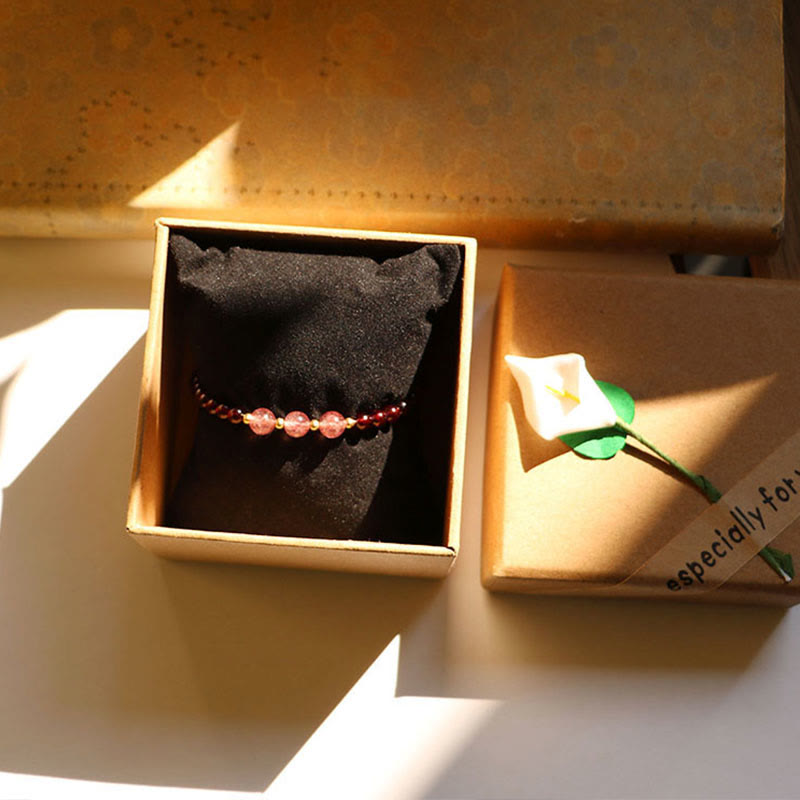Nimara Ritual Natural Garnet Strawberry Quartz Calm Bracelet