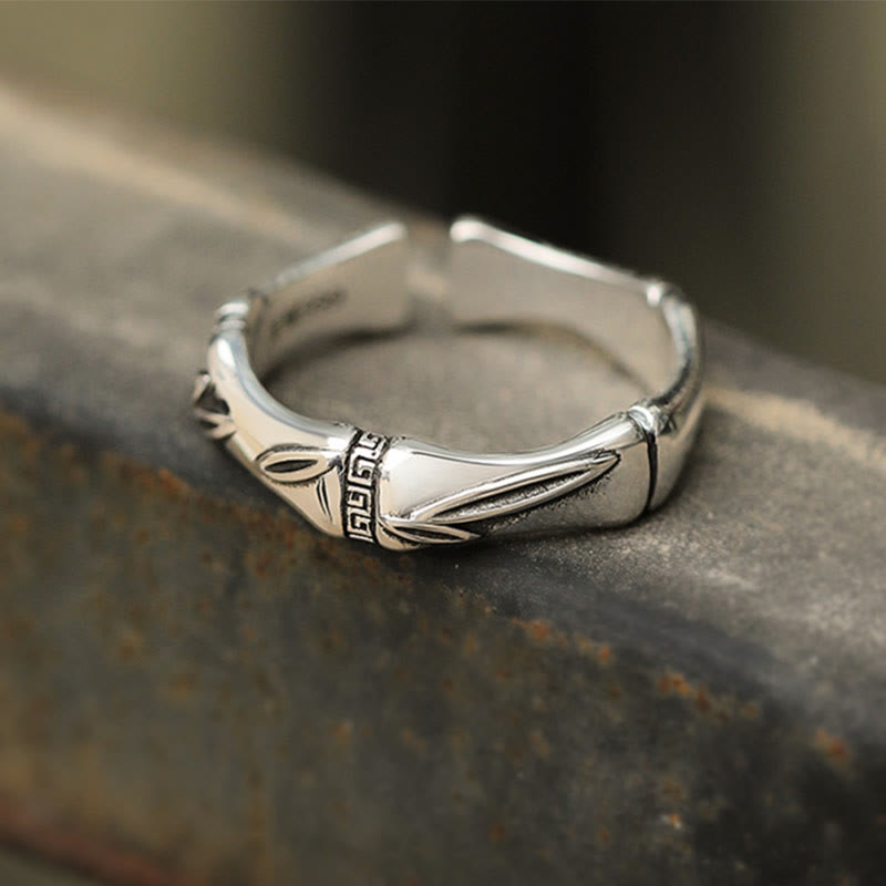 Nimara Ritual Simple Bamboo Design Copper Luck Wealth Adjustable Ring