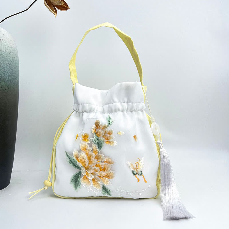 Nimara Ritual Suzhou Embroidery Rabbit Lotus Epiphyllum Peony Magnolia Silk Tote Crossbody Bag Shoulder Bag Handbag