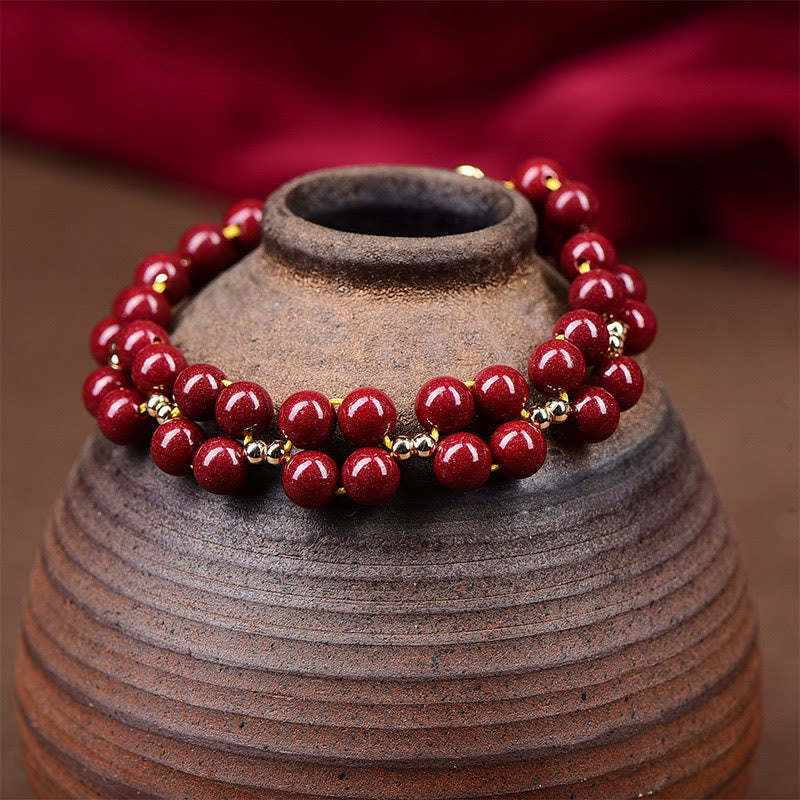 Nimara Ritual Natural Cinnabar Beaded Blessing Bracelet