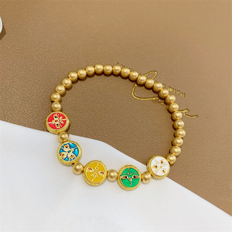 Nimara Ritual Tibetan Five God Of Wealth Copper Beads Luck Bracelet