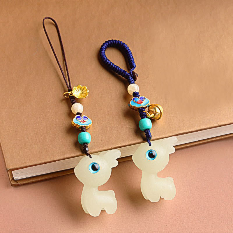 Nimara Ritual Mini Cute Deer Glowstone Luminous Lucky Deer Energy Key Chain Phone Car Hanging Decoration
