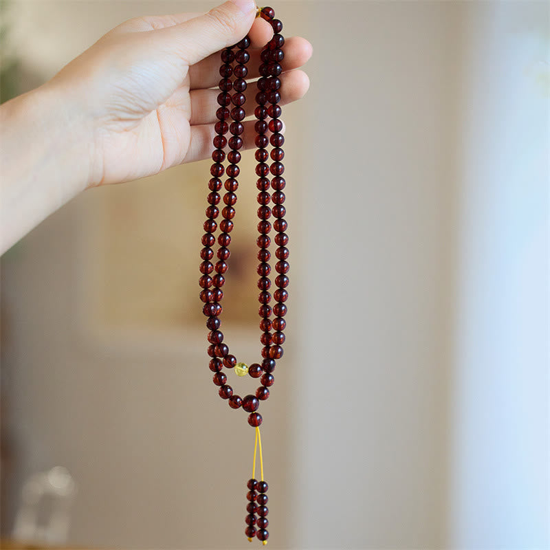Nimara Ritual Natural 108 Mala Beads Amber Clear Anxiety Bracelet