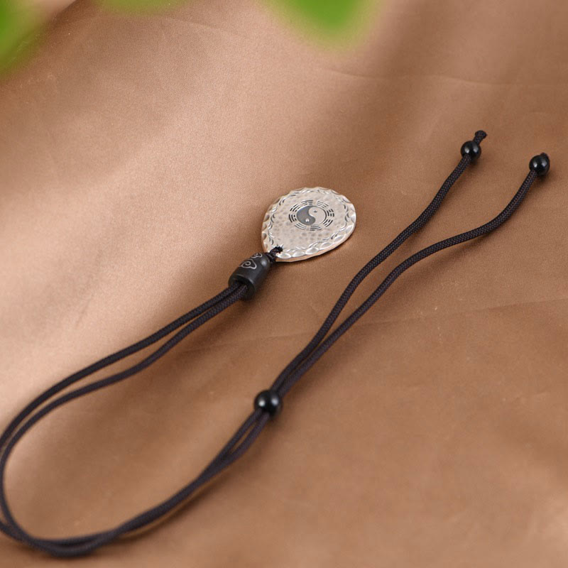 Nimara Ritual Vintage 999 Sterling Silver Yin Yang Bagua Water Drop Design Balance Harmony Necklace Pendant