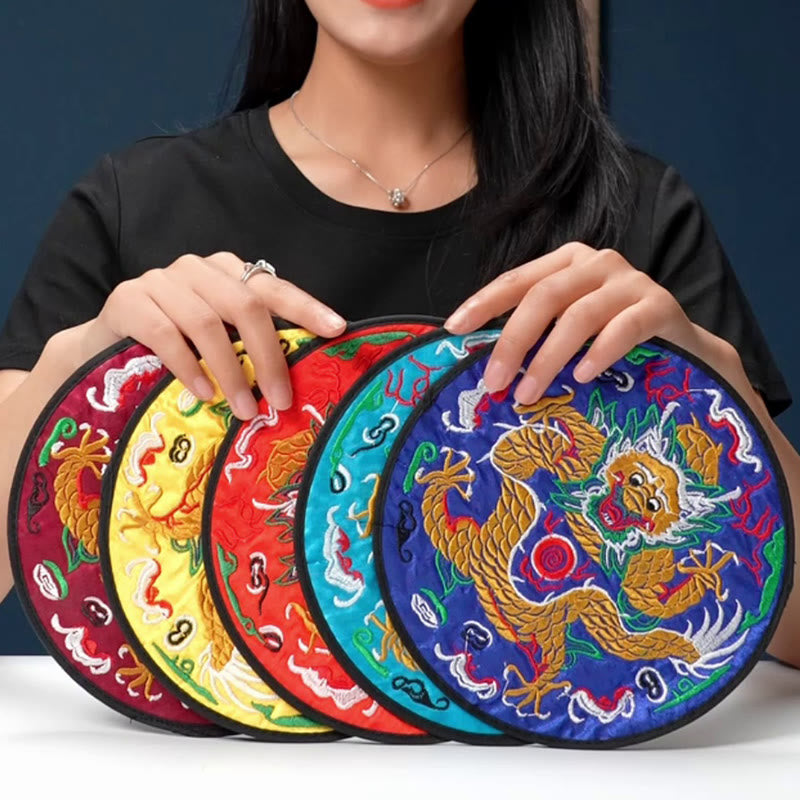 Nimara Ritual Dragon Embroidery Cup Mat Pad Tea Cup Coaster Kung Fu Tea Mat