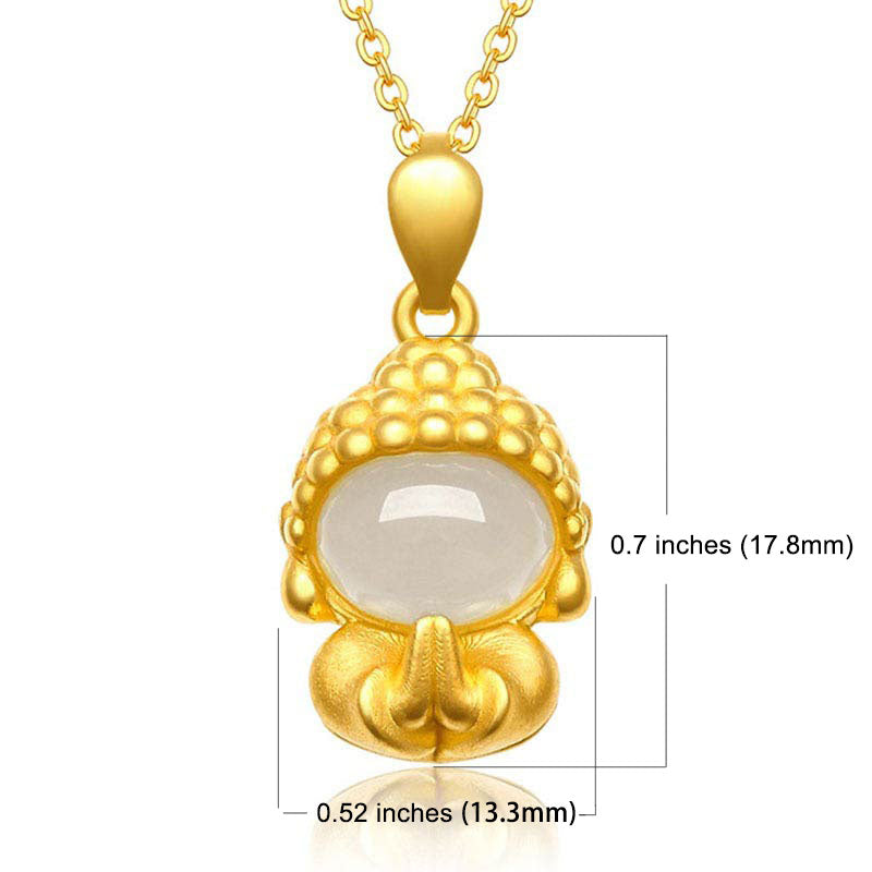 Nimara Ritual White Jade Buddha Success Pendant Necklace