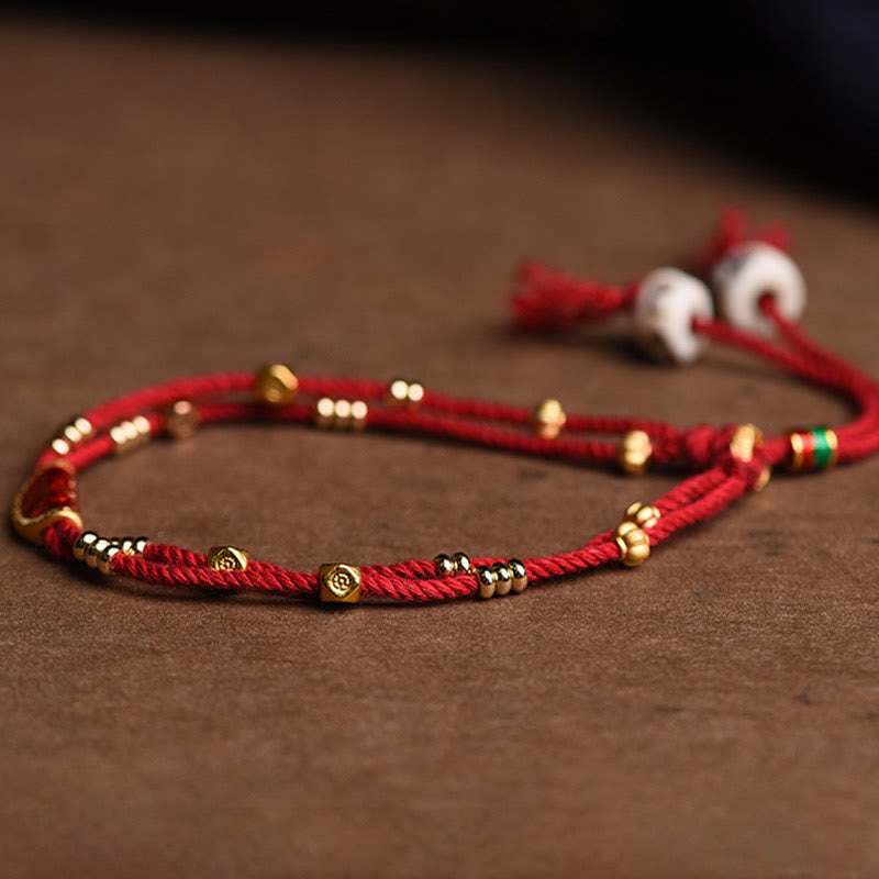 Nimara Ritual Handmade Cinnabar Dumplings Design Luck Braided Red Rope Bracelet